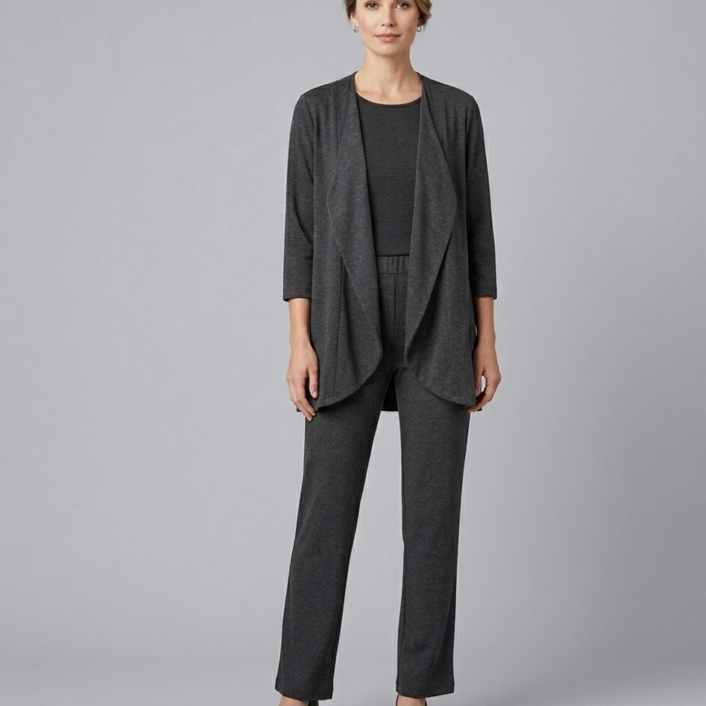 NorthStyle Charcoal Gray 2 Piece Knit Set Cardigan XL & Pants PM Fits XL